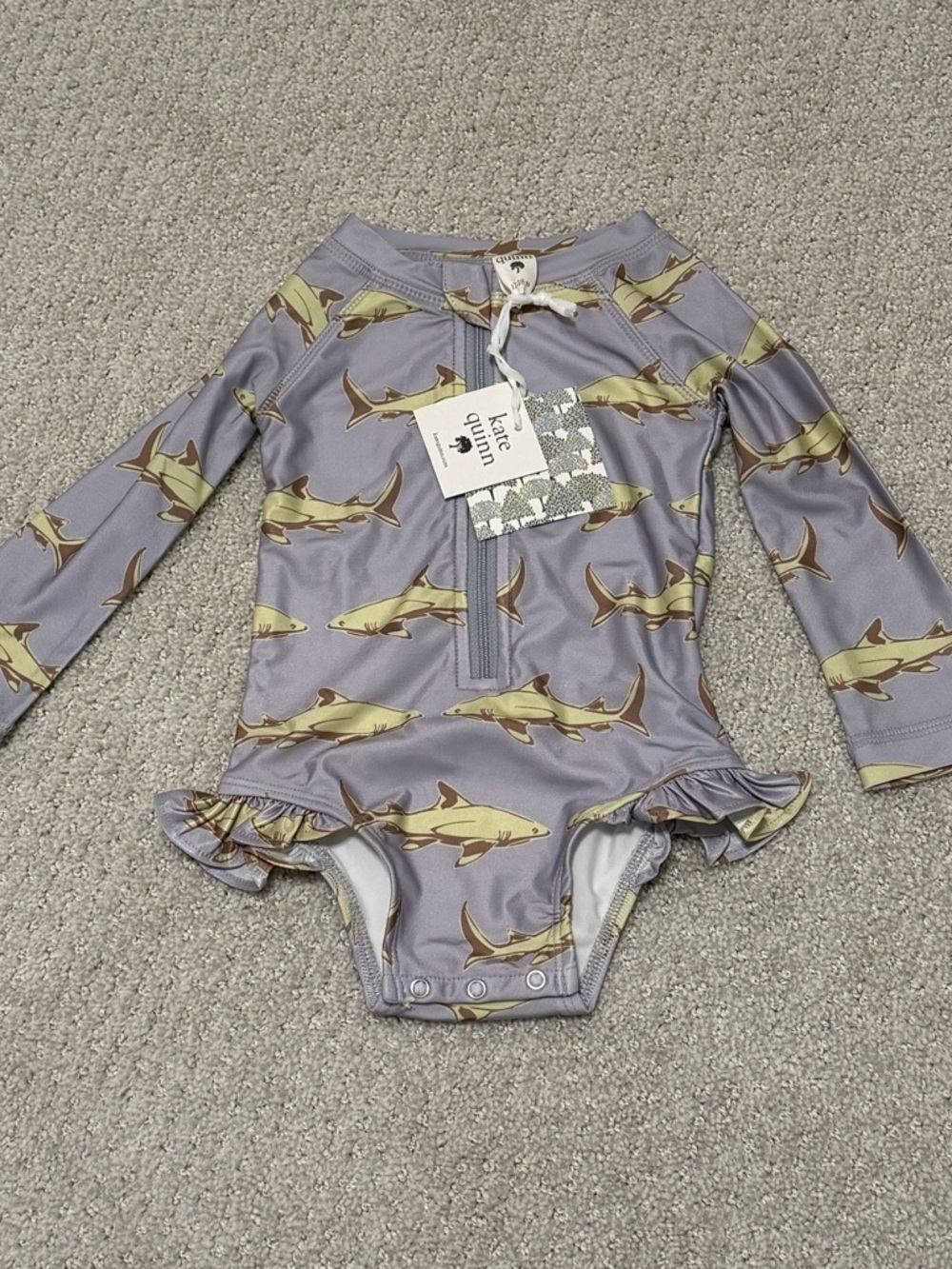 NWT Kate Quinn Long Sleeve Zip-Up Swimsuit - 18 months